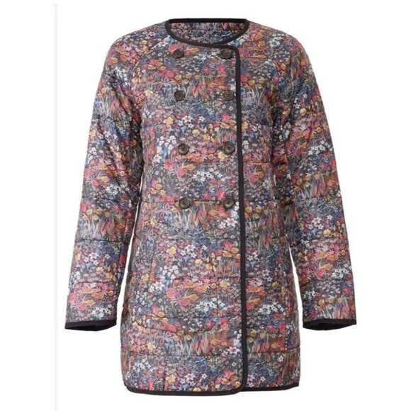 J Crew Liberty Fabric Reversible Puffer Jacket Quilted Coat S/M Floral Ditzy - Picture 3 of 15